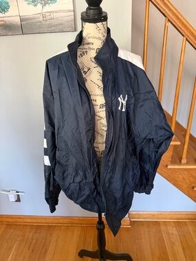 Official New York Yankee Navy and White Windbreaker Jacket